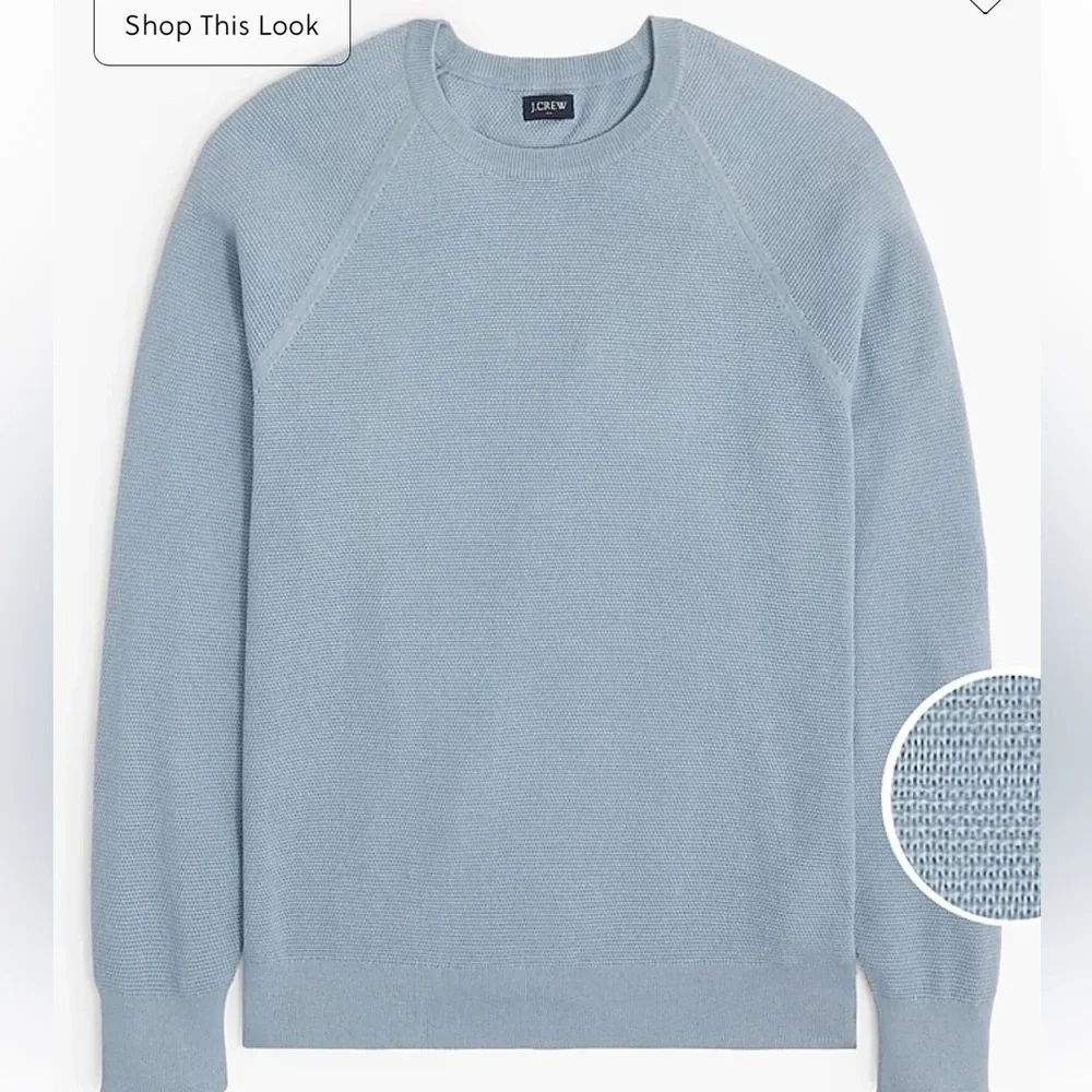 J crew Danube blue Cotton seed-stitch crewneck sweater
